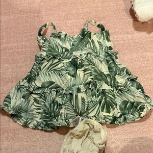 Janie and Jack Green Leaf Pattern Dress